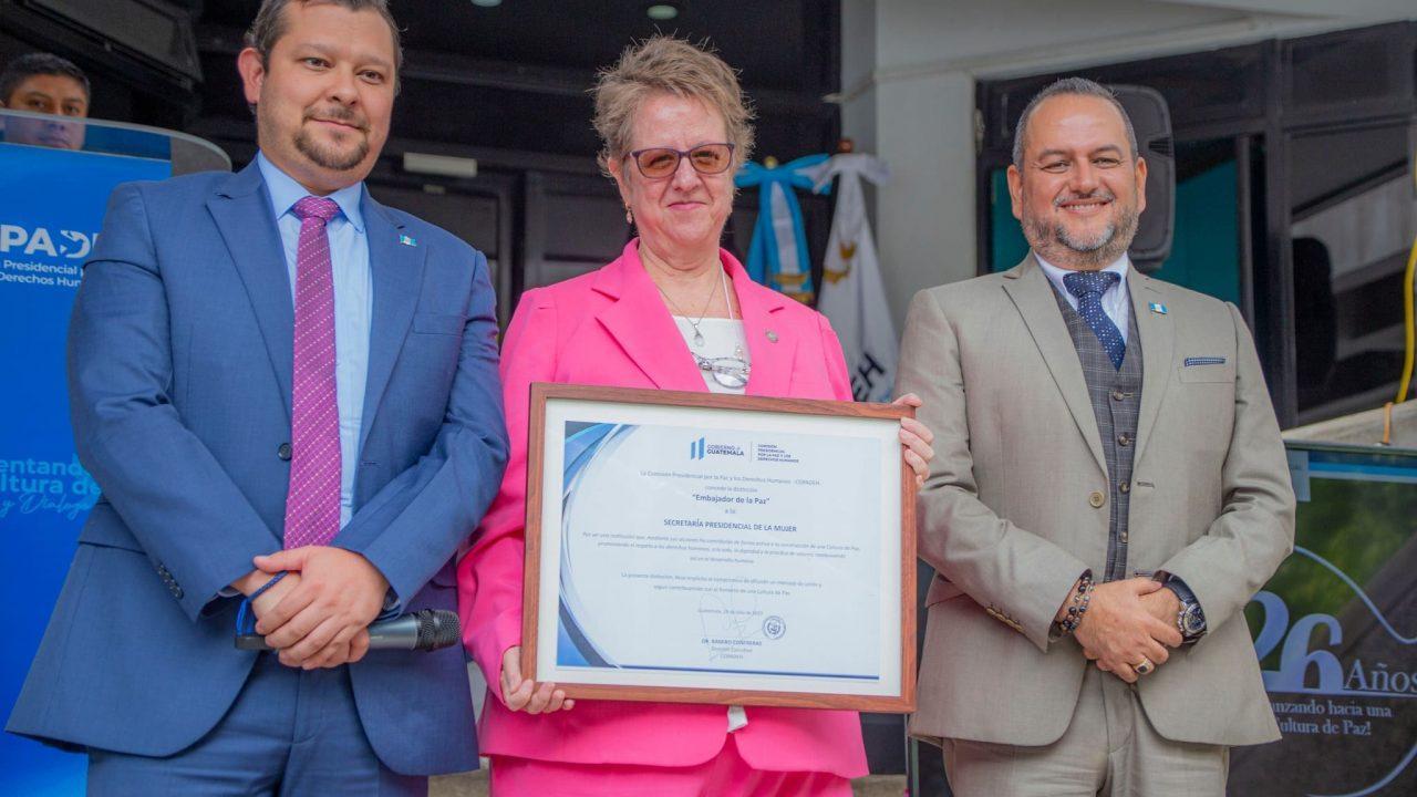 Secretaría Presidencial de la Mujer de Guatemala es reconocida como Embajadora de la Paz por la COPADEH